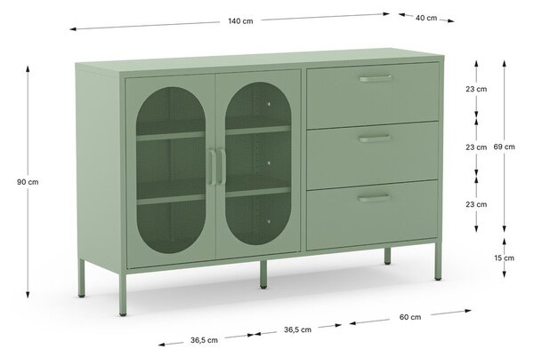 Komoda v mentolovej farbe 140x90 cm Diora – Marckeric