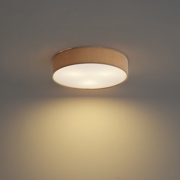 Moderné stropné svietidlo sivohnedé so zamatovým tienidlom 46 cm 3-svetlá - Luz