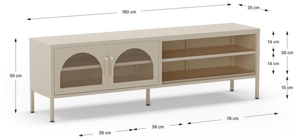 Krémový TV stolík 160x50 cm Diora – Marckeric