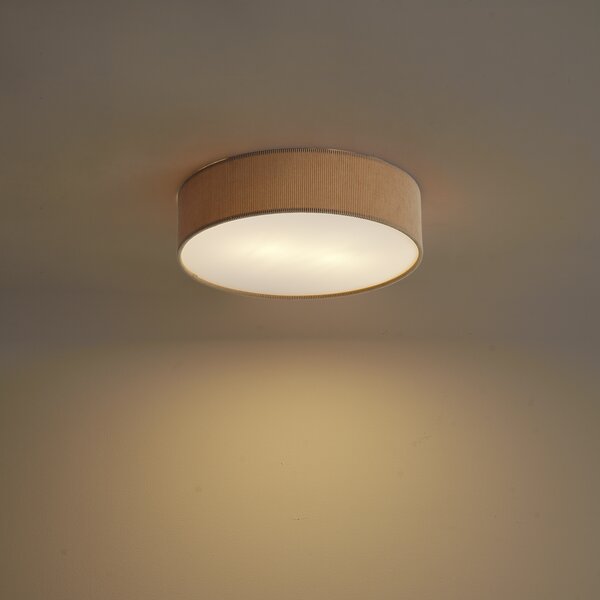 Moderné stropné svietidlo sivohnedé so zamatovým tienidlom 38cm 2-Lights - Luz