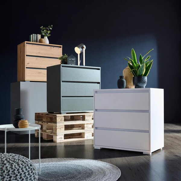 KOMODA, antracitová, farba duba, 80/79/48 cm Carryhome - Komody