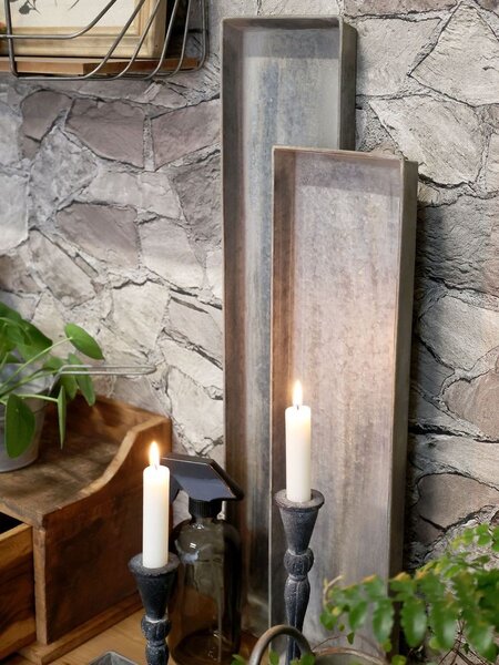 3ks plechový antik dlhý podnos Old French - 62*13*3/ 52*13*3/ 42*13*3 cm - Chic Antique