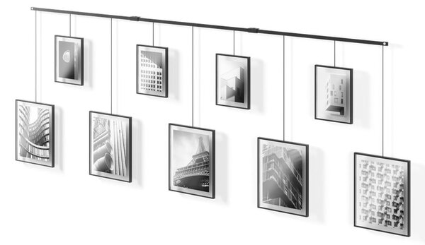 Čierne kovové rámčeky na stenu v súprave 9 ks 223x77,5 cm Exhibit – Umbra