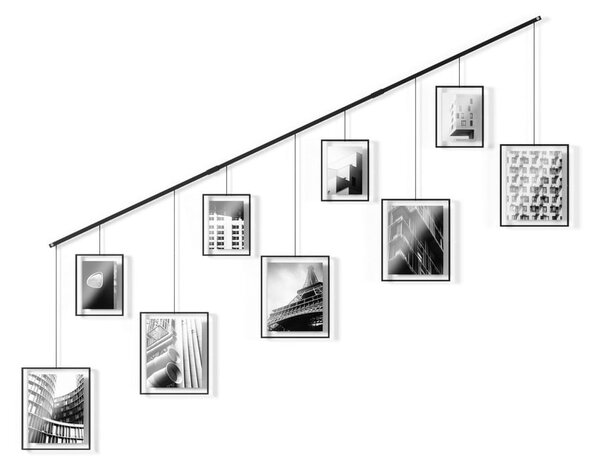 Čierne kovové rámčeky na stenu v súprave 9 ks 223x77,5 cm Exhibit – Umbra