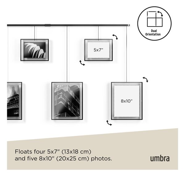 Čierne kovové rámčeky na stenu v súprave 9 ks 223x77,5 cm Exhibit – Umbra