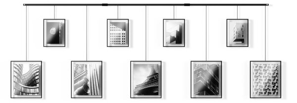 Čierne kovové rámčeky na stenu v súprave 9 ks 223x77,5 cm Exhibit – Umbra
