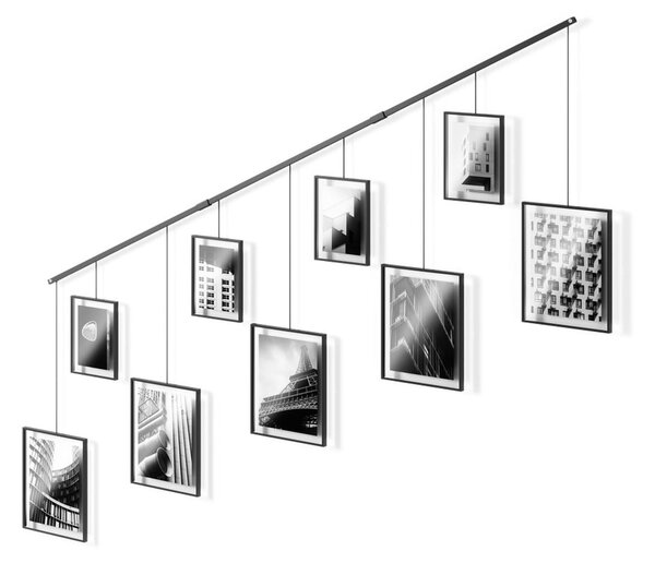 Čierne kovové rámčeky na stenu v súprave 9 ks 223x77,5 cm Exhibit – Umbra