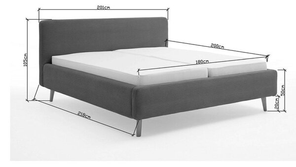 Béžová čalúnená dvojlôžková posteľ bez roštu 180x200 cm Mattis – Meise Möbel