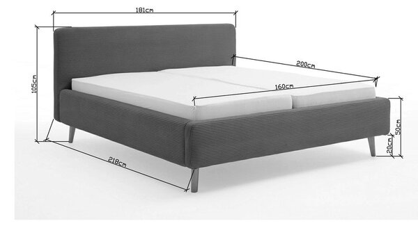 Krémovobiela čalúnená dvojlôžková posteľ bez roštu 160x200 cm Mattis – Meise Möbel