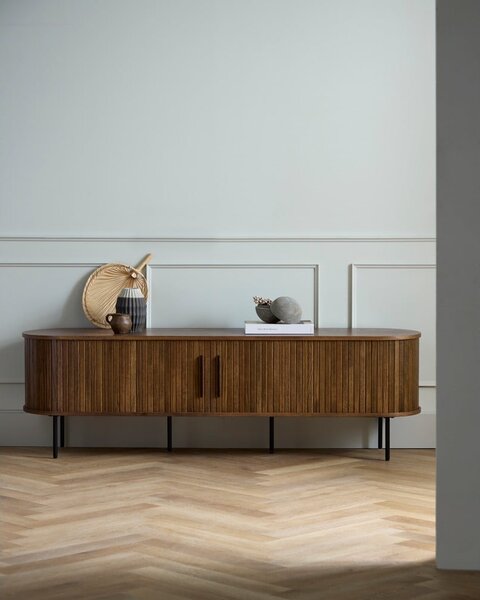 Hnedý TV stolík v dekore duba 180x56x45 cm Nola – Unique Furniture