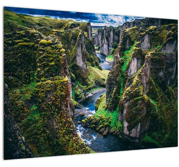 Obraz - Rieka v skalnatom údolí (70x50 cm)