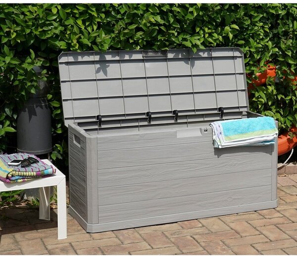 Svetlosivý plastový záhradný úložný box Woodys – Toomax