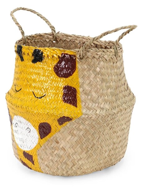Detský kôš na hračky z morskej trávy v žlto-prírodnej farbe ø 30x28 cm Giraffe – Compactor