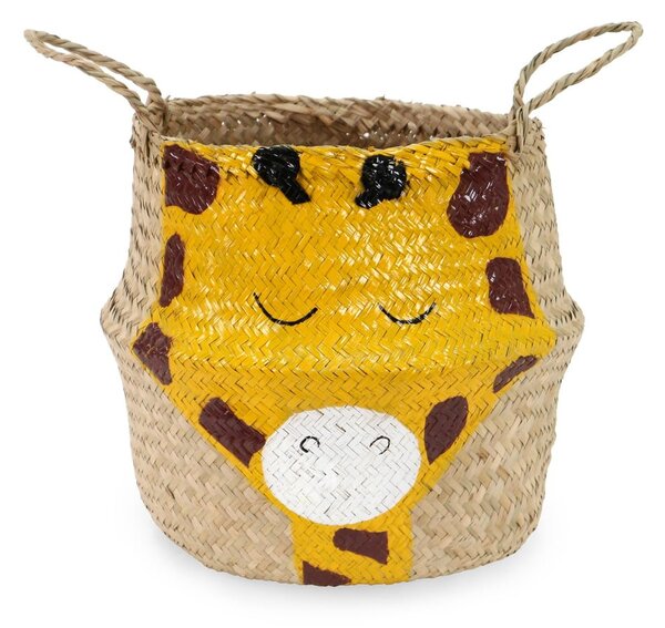 Detský kôš na hračky z morskej trávy v žlto-prírodnej farbe ø 30x28 cm Giraffe – Compactor