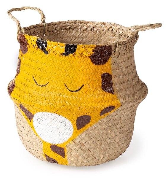 Detský kôš na hračky z morskej trávy v žlto-prírodnej farbe ø 30x28 cm Giraffe – Compactor