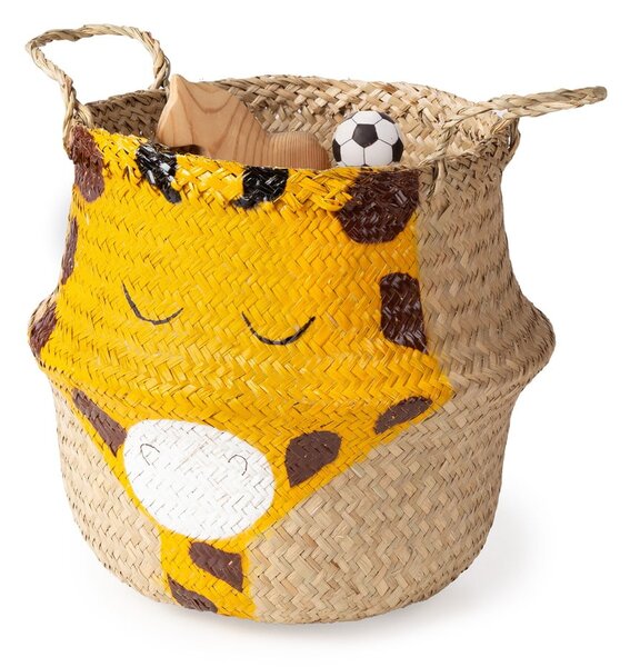 Detský kôš na hračky z morskej trávy v žlto-prírodnej farbe ø 30x28 cm Giraffe – Compactor