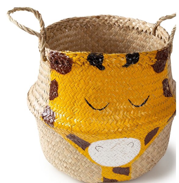 Detský kôš na hračky z morskej trávy v žlto-prírodnej farbe ø 30x28 cm Giraffe – Compactor