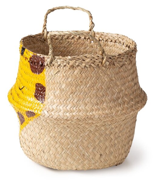 Detský kôš na hračky z morskej trávy v žlto-prírodnej farbe ø 30x28 cm Giraffe – Compactor