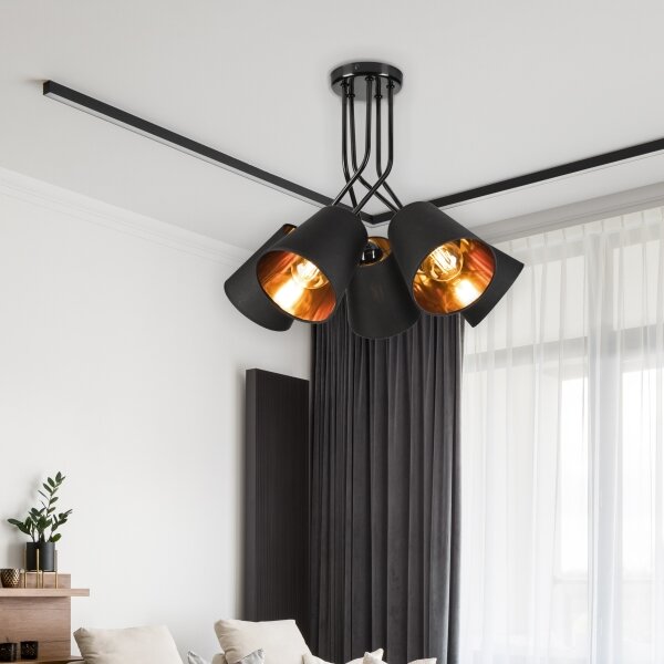 Luster na tyči IRMA 5xE27/60W/230V čierna