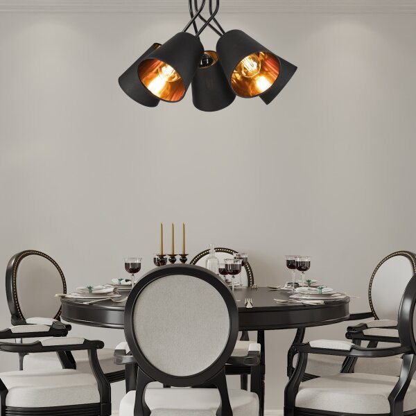 Luster na tyči IRMA 5xE27/60W/230V čierna