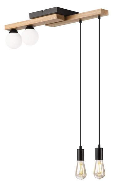 Luster na lanku CORTINA 2xE27/15W/230V + 2xG9/5W/230V čierna/dub