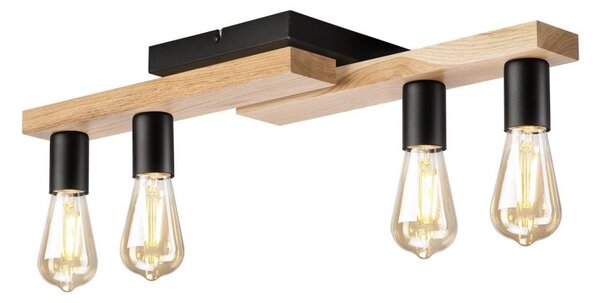 Prisadený luster MATTE 4xE27/15W/230V čierna/dub