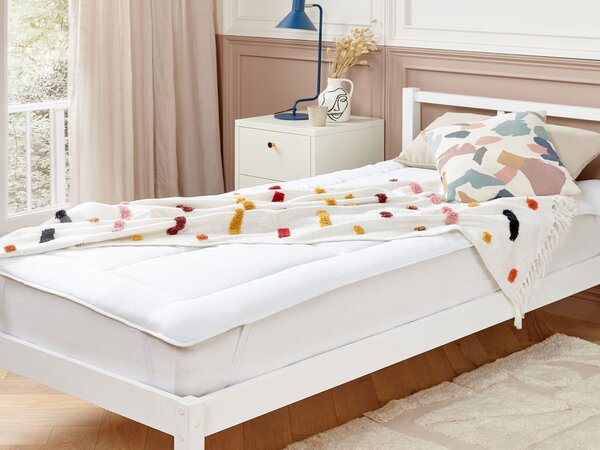 Ochranná podložka na matrac z mikrovlákna biela 90 x 200 cm vrchný topper hrúbka 4 cm