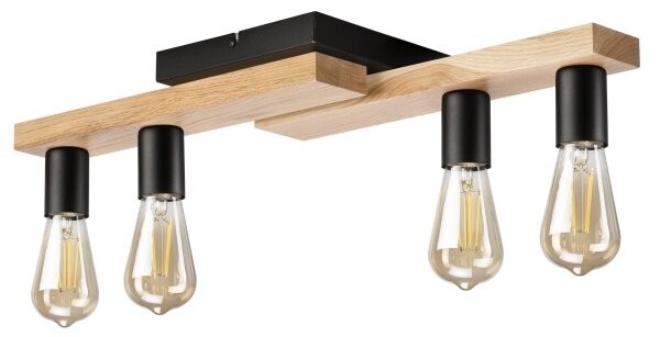 Prisadený luster MATTE 4xE27/15W/230V čierna/dub
