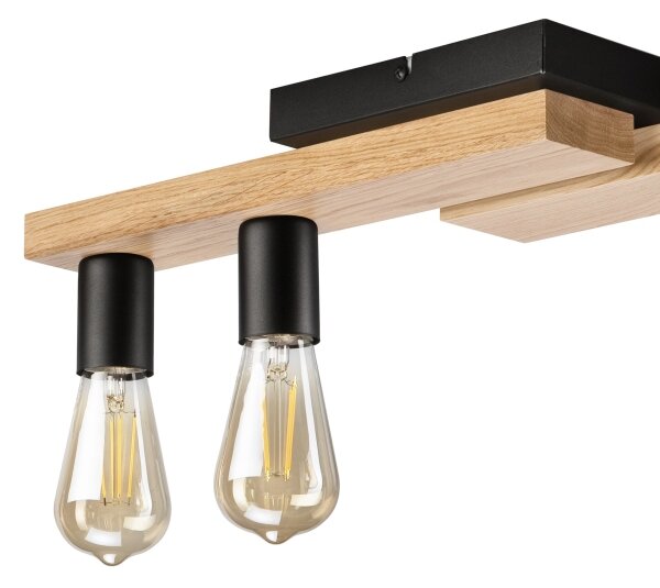 Prisadený luster MATTE 4xE27/15W/230V čierna/dub