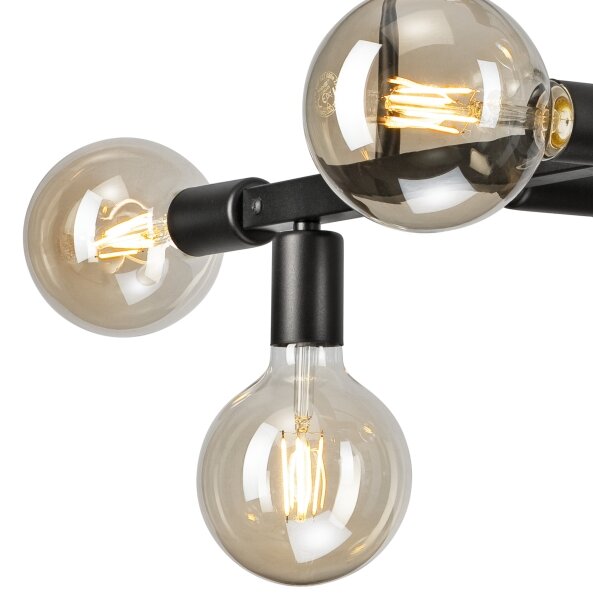 Luster na tyči ASTRID 6xE27/60W/230V čierna