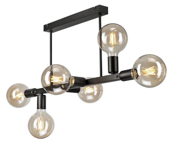 Luster na tyči ASTRID 6xE27/60W/230V čierna