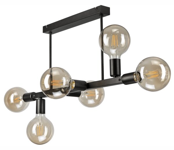 Luster na tyči ASTRID 6xE27/60W/230V čierna