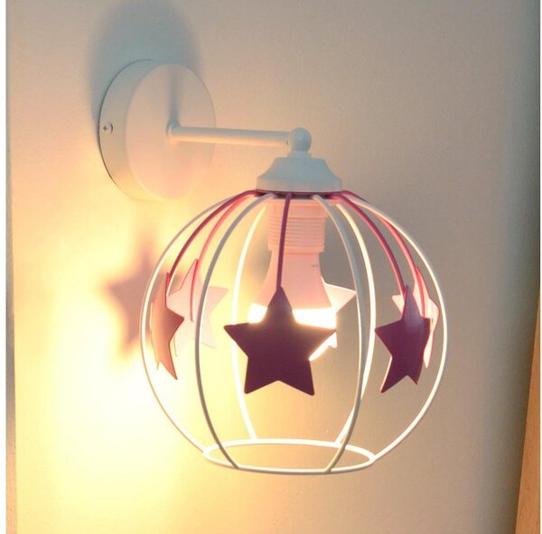 Detská nástenná lampa STARS 1xE27/15W/230V ružová/biela
