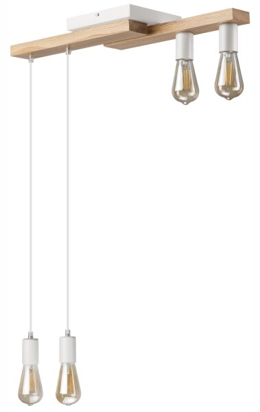 Luster na lanku CORTINA 4xE27/15W/230V biela/dub