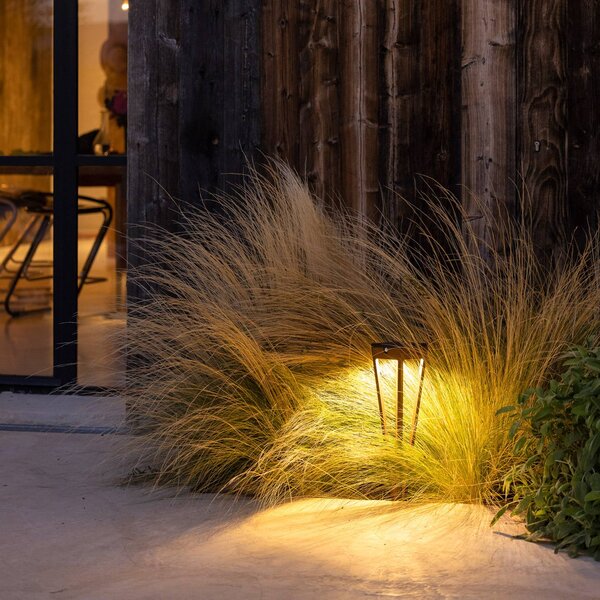 Solárna LED pochodeň Tinka, 52 cm vysoká, corten, Hnedá / hrdzavá, Hliník, Solárne svietidlá