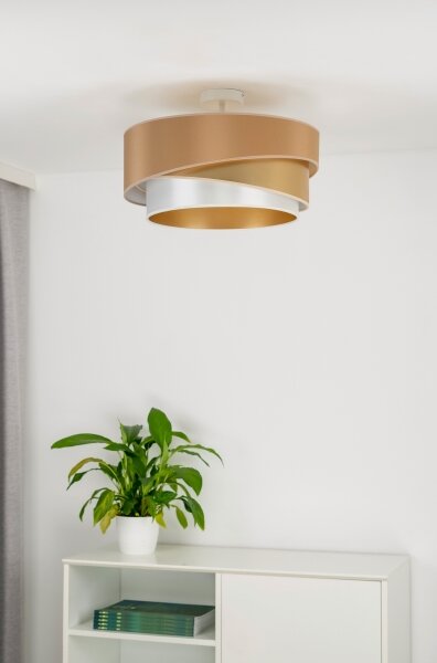 Duolla - Prisadený luster KOBO 1xE27/15W/230V pr. 45 cm medená/zlatá/biela