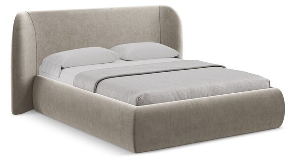 Čalúnená dvojlôžková posteľ taupe s úložným priestorom s roštom 180x200 cm Hauke – Makamii