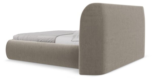 Čalúnená dvojlôžková posteľ taupe s úložným priestorom s roštom 180x200 cm Hauke – Makamii