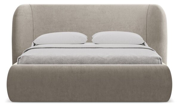 Čalúnená dvojlôžková posteľ taupe s úložným priestorom s roštom 180x200 cm Hauke – Makamii