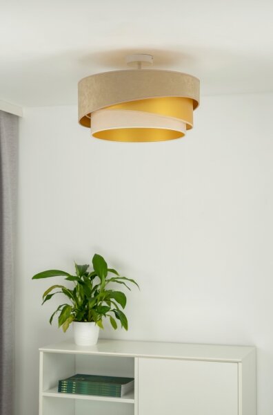Duolla - Prisadený luster KOBO 1xE27/15W/230V pr. 45 cm béžová/zlatá/krémová