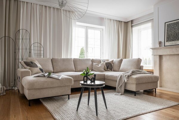 SEDACIA SÚPRAVA, textil, béžová MID.YOU - Sedačky, Online Only