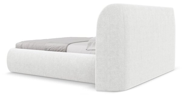 Biela čalúnená dvojlôžková posteľ s úložným priestorom s roštom 160x200 cm Hauke – Makamii