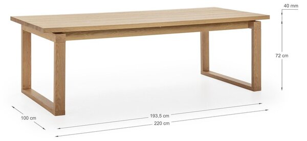 Jedálenský stôl s doskou v dubovom dekore 100x220 cm Rina – Marckeric