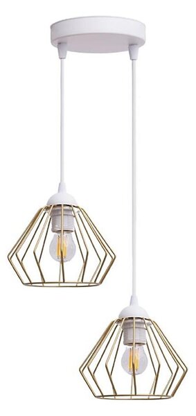 Luster na lanku CEED GOLD 2xE27/60W/230V pr. 28 cm biela/zlatá