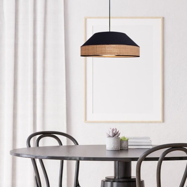 Luster na lanku MANISO 1xE27/60W/230V pr. 45 cm čierna/béžová