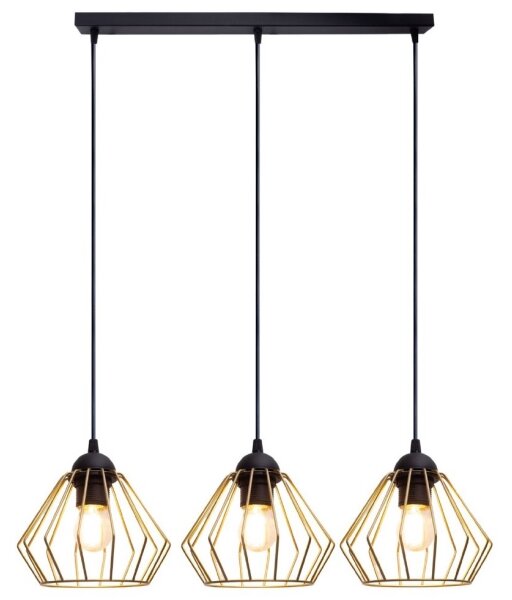 Luster na lanku CEED GOLD 3xE27/60W/230V čierna/zlatá