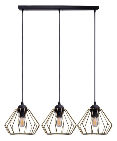 Luster na lanku CEED GOLD 3xE27/60W/230V čierna/zlatá