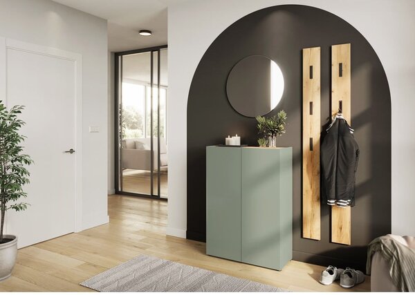 Šalviová zelená skrinka v dekore duba 74x105x33 cm Alviano – Germania