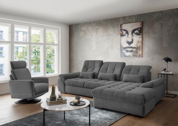 ROHOVÁ SEDAČKA, textil, sivá P & B - Sedačky, Online Only