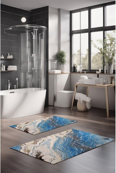 Modré kúpeľňové predložky v súprave 2 ks 60x100 cm – Foutastic